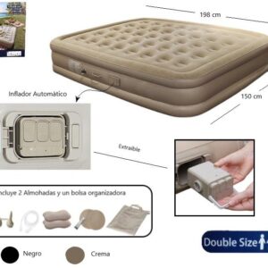 COLCHON INFLABLE 198CM X 150CM + INFLADOR 5min