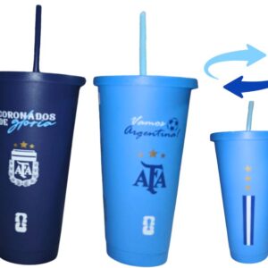 OTR-79905B VASO PLASTICO CON TAPA Y SORBETE SELECCION ARGENTI - unidad