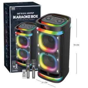 PARLANTE TORRE 8" 2X8  C/2 MICROFONO LUZ RGB  70CM ALTO