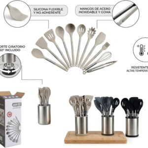 SET DE UTENSILIOS 12PCS C/ SILICONA CUBRE ACERO