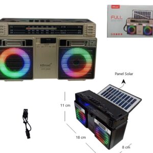 RADIO PARLANTE CON PANEL SOLAR RGB  18CM ANCHO X 11CM ALTO