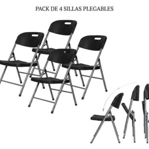 SILLA PLEGABLE PACK X4 - NEGRO