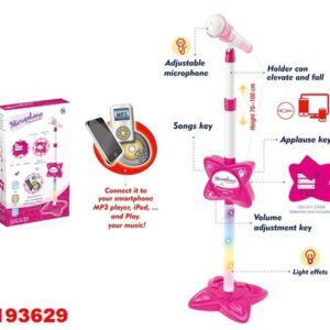 MICROFONO A PILA CON LUZ , SONIDO Y CONEXION CON CELULAR – ROSA