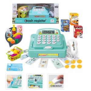 REGISTRADORA A PILA, CALCULADORA CON ACCESORIOS – VERDE