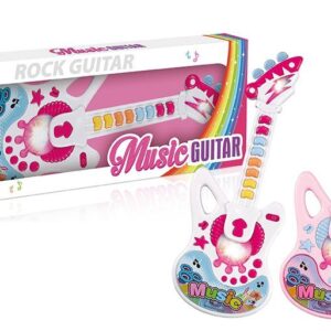 GUITARRA A PILA CON LUZ Y SONIDO ROSA/BLANCA