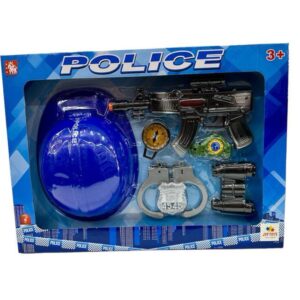 SET DE POLICIA CON CASCO Y AMETRALLADORA
