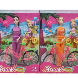 MUÑECA ARTICULADA Y BICI CON NENA EN BICI