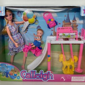 MUÑECA CON JUEGOS DE PLAZA Y HERMANITA