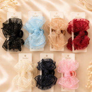 Broches organza c/brillo