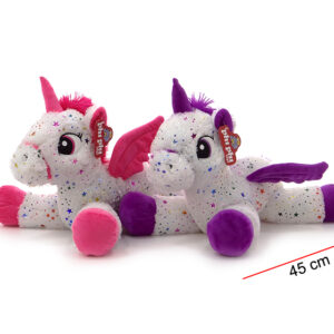 UNICORNIO ECHADO CON ESTRELLITAS 45CM