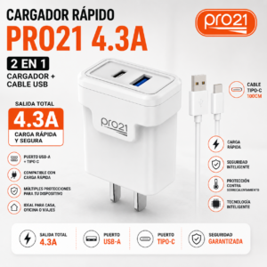 CARGADOR PRO21 CHARGER 4.3A T.C