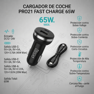 CARGADOR DE AUTO PRO21 65W