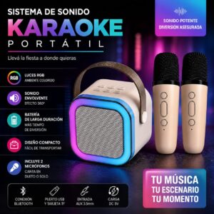 PARLANTE BT CON 2 MICROFONOS Y RGB
