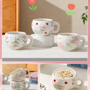 TAZA CERAMICA CON FLORCITAS