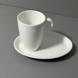 TAZA CERAMICA CON PLATO BLANCA