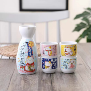SET DE SAKE CERAMCA CON GATO FORTUNA SIN BANDEJA