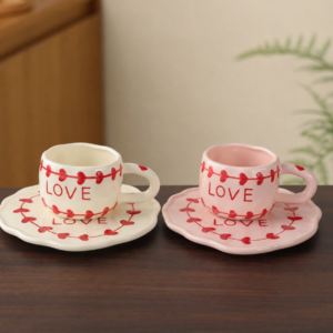TAZA CERAMICA CON PLATO “ LOVE "