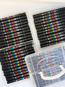 MARCADORES DE DOBLE PUNTA EN ESTUCHE RIGIDO 48 COLORES