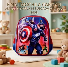MOCHILA CAPITAN AMERICA TORA X14 PULCADA 2 CIERRA 1408