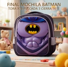 MOCHILA BATMAN TORA X16 PULCADA 3 CIERRA 1611