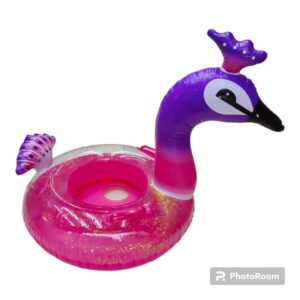 INFLABLES BARCO DE PAVO REAL CON FUEGO DE POLVO DE ORO(ROSA Y CELESTE) B062(80CM) 9346