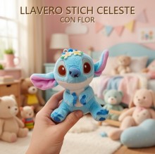 LLAVERO STICH CELESTE CON FLOR