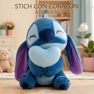 STICH CON CORAZON AZUL 50CM