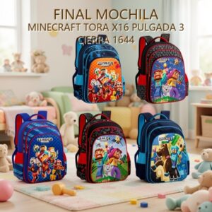 MOCHILA MINECRAFT TORA X16 PULGADA 3 CIERRA 1644