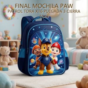 MOCHILA PAW PATROL TORA X16 PULGADA 3 CIERRA 1649