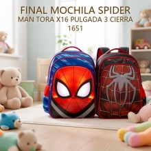 MOCHILA SPIDER MAN TORA X16 PULGADA 3 CIERRA 1651