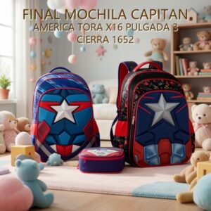 MOCHILA CAPITAN AMERICA TORA X16 PULGADA 3 CIERRA 1652