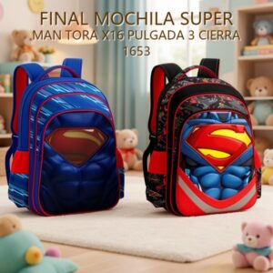 MOCHILA SUPER MAN TORA X16 PULGADA 3 CIERRA 1653