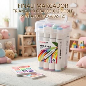 MARCADOR TRIANGULO C BALDE X12 DOBLE PUNTA 0066(ZX-602-12)