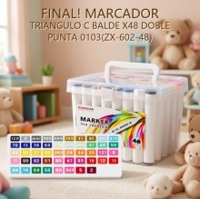 MARCADOR TRIANGULO C BALDE X48 DOBLE PUNTA 0103(ZX-602-48)