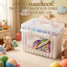 MARCADOR TRIANGULO C BALDE X120 DOBLE PUNTA 0820(ZX-602-120)