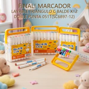 MARCADOR LAVABLE TRIANGULO C BALDE X12 DOBLE PUNTA 0511(SC6897-12)