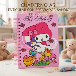 CUADERNO A5 LENTICULAR CON SEPARADOR SANRIO 3119 ( PP006 )