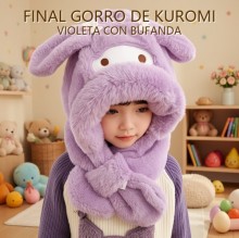 FINAL GORRO DE KUROMI VIOLETA CON BUFANDA