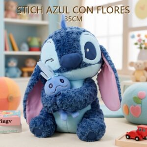 STICH AZUL CON FLORES 35CM