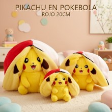 PIKACHU EN POKEBOLA ROJO 20CM