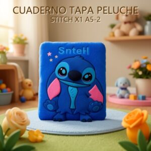 CUADERNO TAPA PELUCHE STITCH X1 A5-2
