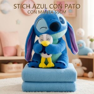 STICH AZUL CON PATO CON MANTA 55CM
