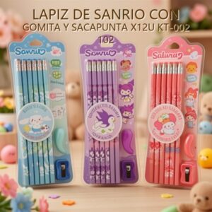 LAPIZ DE SANRIO CON GOMITA Y SACAPUNTA X12U KT-002 102