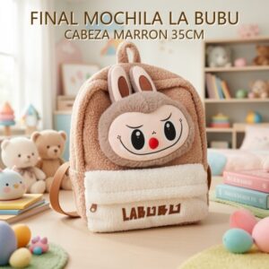 MOCHILA LA BUBU CABEZA MARRON 35CM