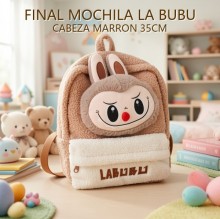 MOCHILA LA BUBU CABEZA MARRON 35CM