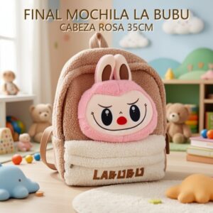 MOCHILA LA BUBU CABEZA ROSA 35CM