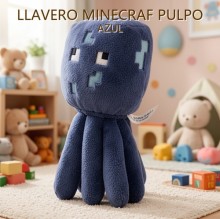 LLAVERO MINECRAF PULPO AZUL