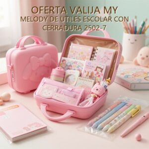 VALIJA MY MELODY DE UTILES ESCOLAR CON CERRADURA 2502-7