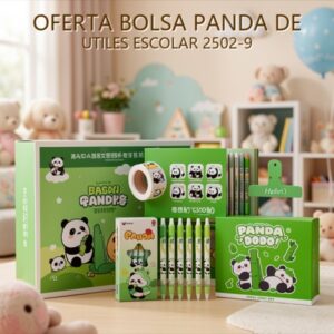 BOLSA PANDA DE UTILES ESCOLAR 2502-9