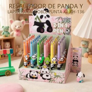 RESALTADOR DE PANDA Y LAPICERA EN DOBLE PUNTA X1 XH-136
